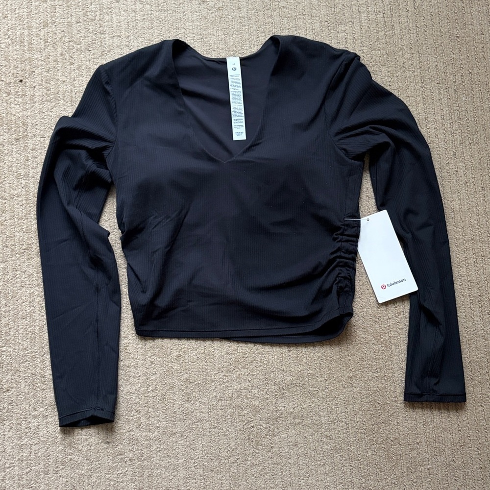Lululemon All It Takes Ribbed Nulu V-Neck Long-Sleeve Shirt, B-D Cups, Black, 10